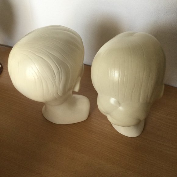 Two vintage Valerie bust sculptures woman & man head signed excellent condition - Picture 3 of 10